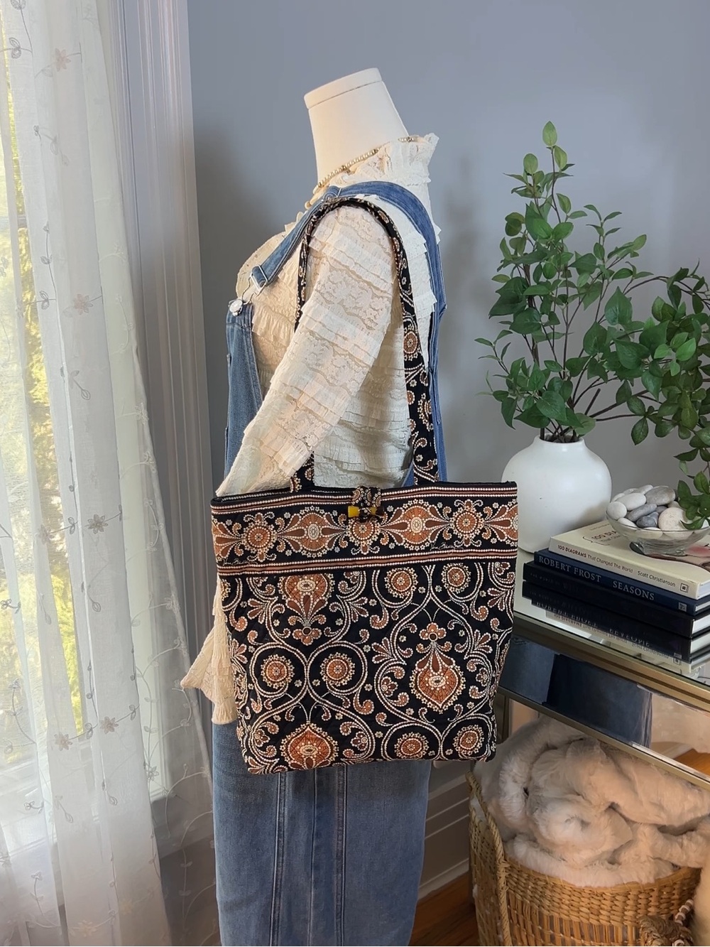 Vera Bradley “Cafe Latte” Black and Tan Tote